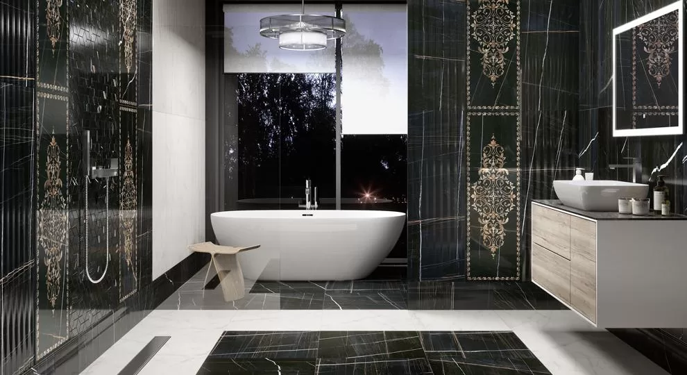 Также на фото: раковина Plaza накладная, 55 см.; тумба Plaza Modern подвесная, 120 см.