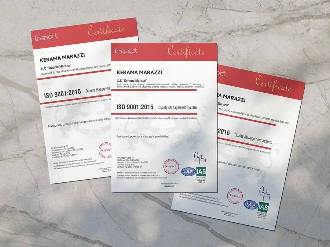 ҮШТІК СЕНІМДІЛІК: KERAMA MARAZZI ӨНДІРІСТЕРІ ISO СЕРТИФИКАТЫНАН ӨТТІ