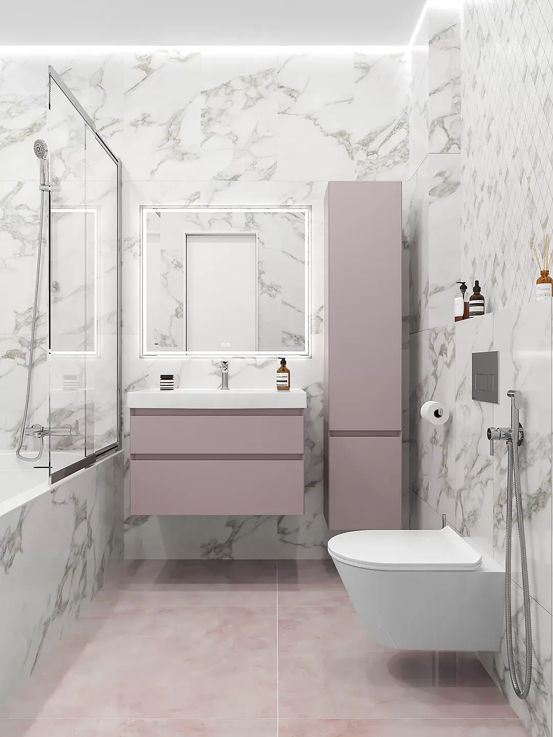  Готовое решение для ванной комнаты 4,4 кв.м («Монте Тиберио», Cubo)