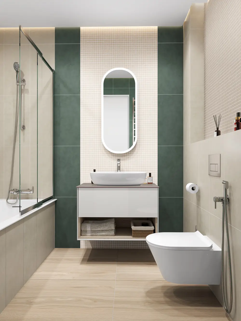 Готовое решение для ванной комнаты 4,4 кв.м («Чементо», Plaza)