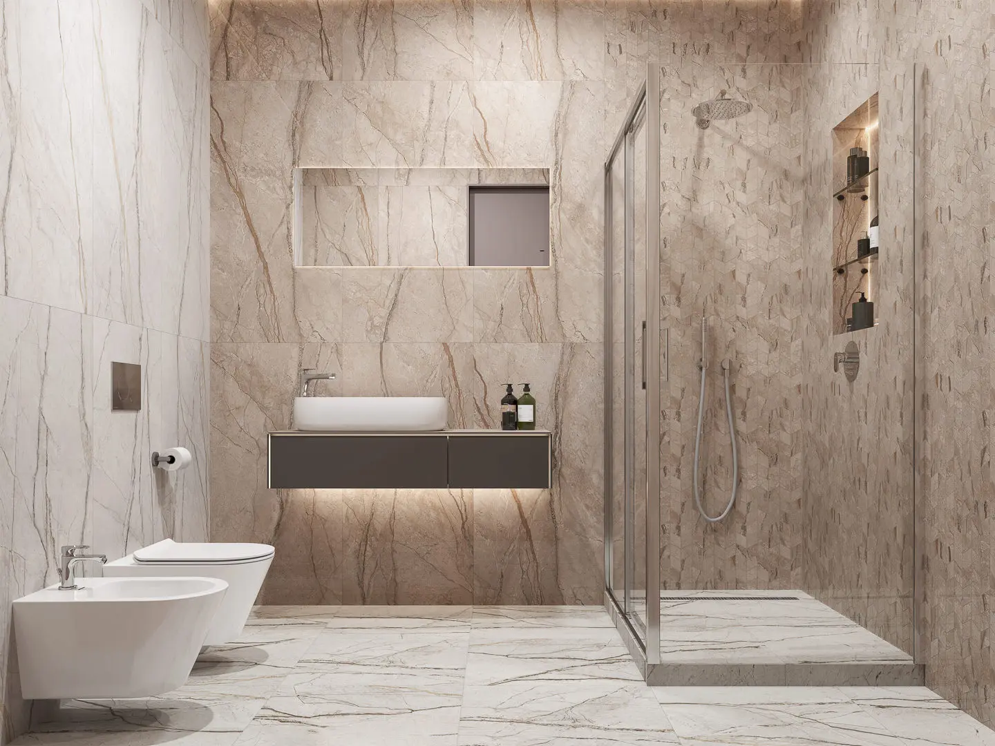 Готовое решение для ванной комнаты 6,4 кв.м («Ифран», Magica/Маджика)