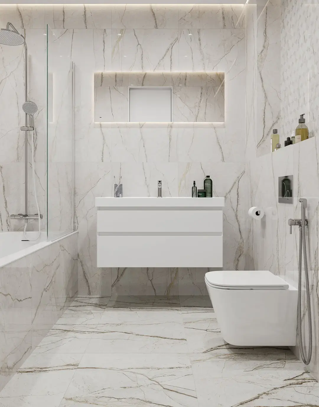 Готовое решение для ванной комнаты 4,4 кв.м («Ифран», Cubo/Кубо)