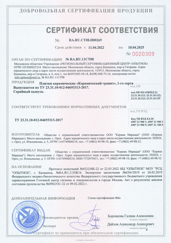 5. Плитки керамические "керамический гранит" KERAMA MARAZZI (Орел, ТУ). Срок действия до 10.04.2025