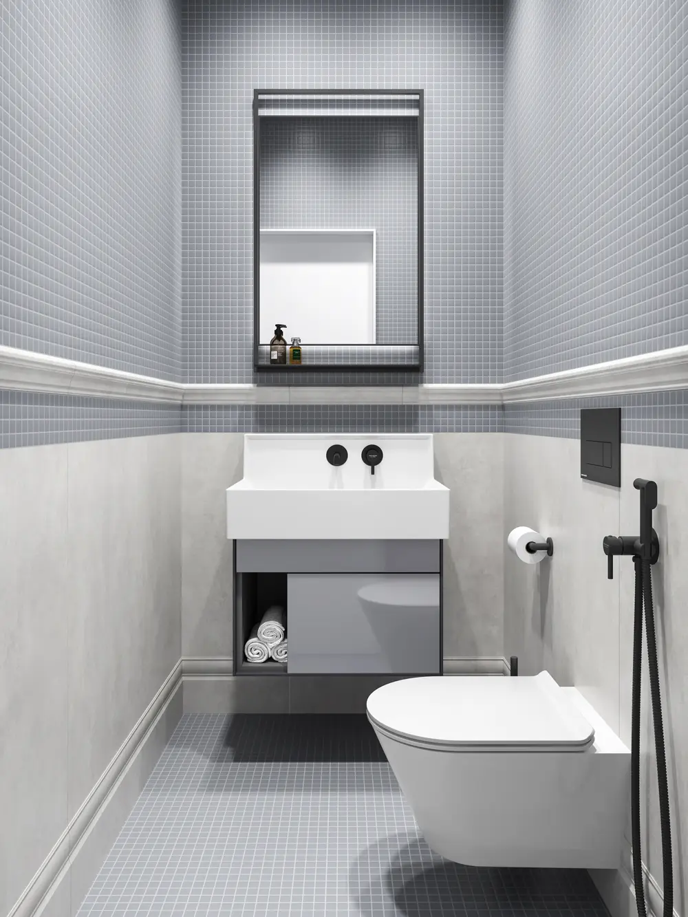 Готовое решение для ванной комнаты 1,8 кв.м («Темари», Tecnologica M)