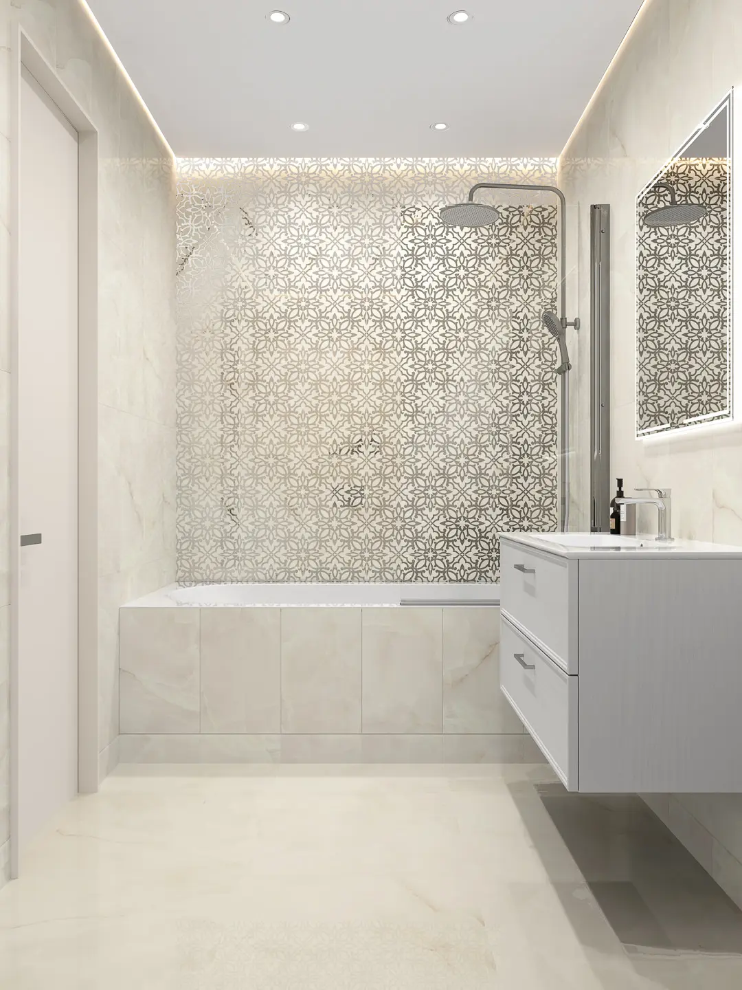 Готовое решение для ванной комнаты 4,4 кв.м («Махкама», Piano/Пиано)