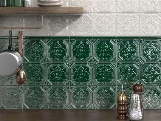 Зеленая плитка для стен фартука для кухни САЛИНАС