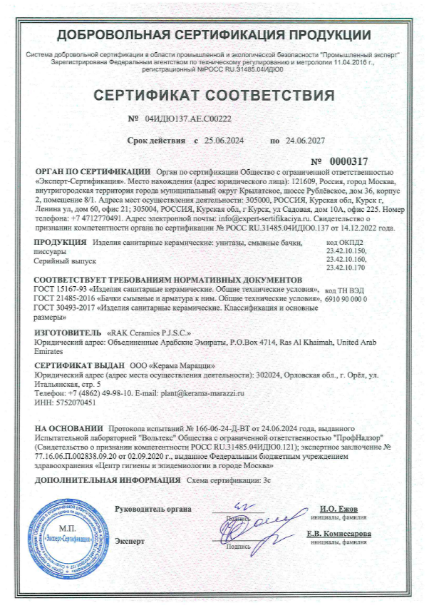 12. Изделия санитарные керамические: унитазы, смывные бочки, писсуары. Срок действия до 24.06.2027